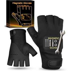 DOMETOUR Fingerless Work Gloves Stocking Stuffers Christmas Gifts Magnetic Glove Ideal for Tool Holding with Gel Silicone Padded Palm Gadgets - 1 of 4