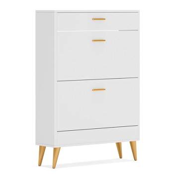 Tribesigns Modern Shoe Storage Cabinet with 2 Flip Doors and Drawer, Narrow Shoe Organizer Rack for Entryway, Closet
