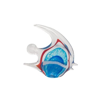 Beachcombers Two Tone Turquoise Angelfish Glass Art Figurine Home Decor Beach Coastal Ocean Sea Life 6.7 x 1.97 x 6.7
