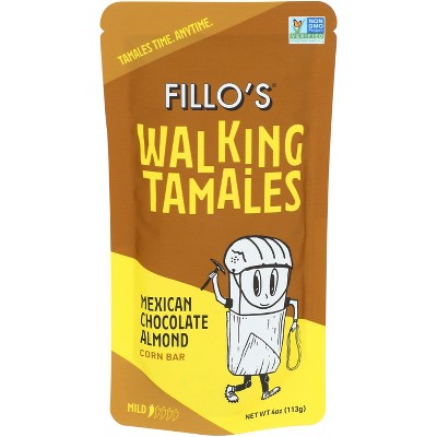 Fillos Walking Tamales Mexican Chocolate Almond Corn Bar - Case of 7 - 4 oz