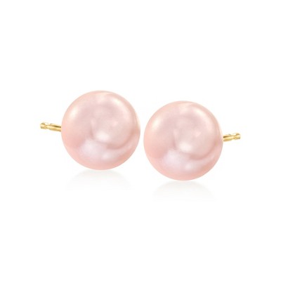 Ross-Simons 10-11mm Pink Cultured Pearl Stud Earrings in 14kt Yellow Gold