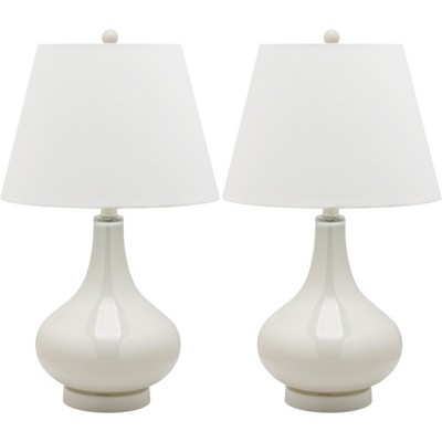  Amy 24-Inch H Gourd Glass Lamp - Pearl Grey - Safavieh 