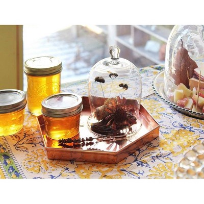 Hexagonal Copper-Plated Stainless Steel Decorative Trays, Set of 3