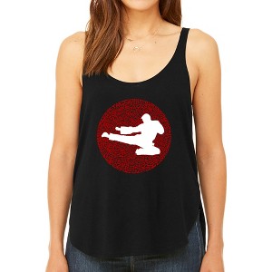 LA Pop Art Women's Premium Word Art Flowy Tank Top -Types of Martial Arts - 1 of 4