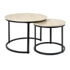 FONTOI Round Nesting Coffee Table Set of 2 Side Table for Living Room Multi-functional Side Table with Metal Frame Bedroom, Beige, 26.77"*25.59"*4.33" - 3 of 4