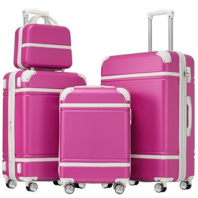 YONWAY Luggage Set 4 Piece Hardshell Expandable Suitcase Set, with TSA Lock and Spinner Wheel, Vintage Luggage Sets