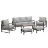 Sonkuki Outdoor Furniture Set Patio Conversation Sofa with Coffee Table Set, All-Weather PE Rattan Couch with Cushion - 2 of 4