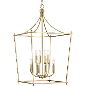 Progress Lighting, Parkhurst Collection, 8-Light Foyer Pendant, Brushed Bronze, Airy Frame, Ideal for New Traditional Interiors. - 1 of 1