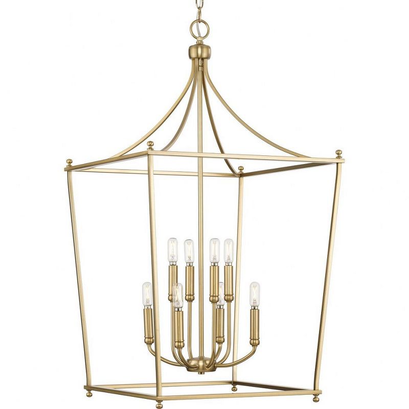 Progress Lighting, Parkhurst Collection, 8-Light Foyer Pendant, Brushed Bronze, Airy Frame, Ideal for New Traditional Interiors., 1 of 2