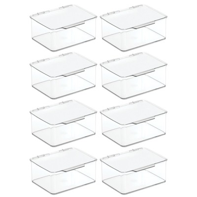 Mdesign Plastic Stackable Toy Storage Bin Box With Lid, 8 Pack Clear
