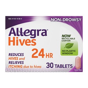 Allegra Non-Drowsy Hives Relief Fexofenadine 180mg Tablets - 30ct - 1 of 4