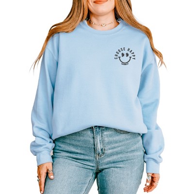 S.W.Smiley Embroidered Choose Happy Lightning Face	 - Sweatshirt