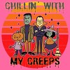 Women's Design By Humans Chillin with my creeps 80's style halloween characters By MerchHQ Racerback Tank Top - 2 of 3