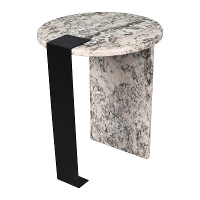 JONATHAN Y Lyra 20.66" Contemporary Natural Marble/Metal Handmade Round End Table
