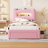 Upholstered Twin Bed Frame with Headboard, 2-Tier Storage, Charging Station & Drawer, Metal Platform, No Box Spring Needed - 3 of 4