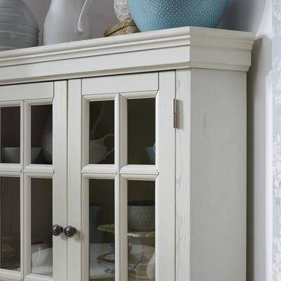 Seaside Lodge White Corner China Cabinet with Glass Doors