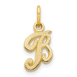Black Bow Jewelry The Sadie 14k Yellow Gold Mini Satin Script Initial Charm, Letter B - 1 of 4