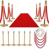 Stanchions and Velvet Ropes, Gold Stanchions with Retractable Belts, Crowd Control Barriers with Hollow Base - 2 of 4