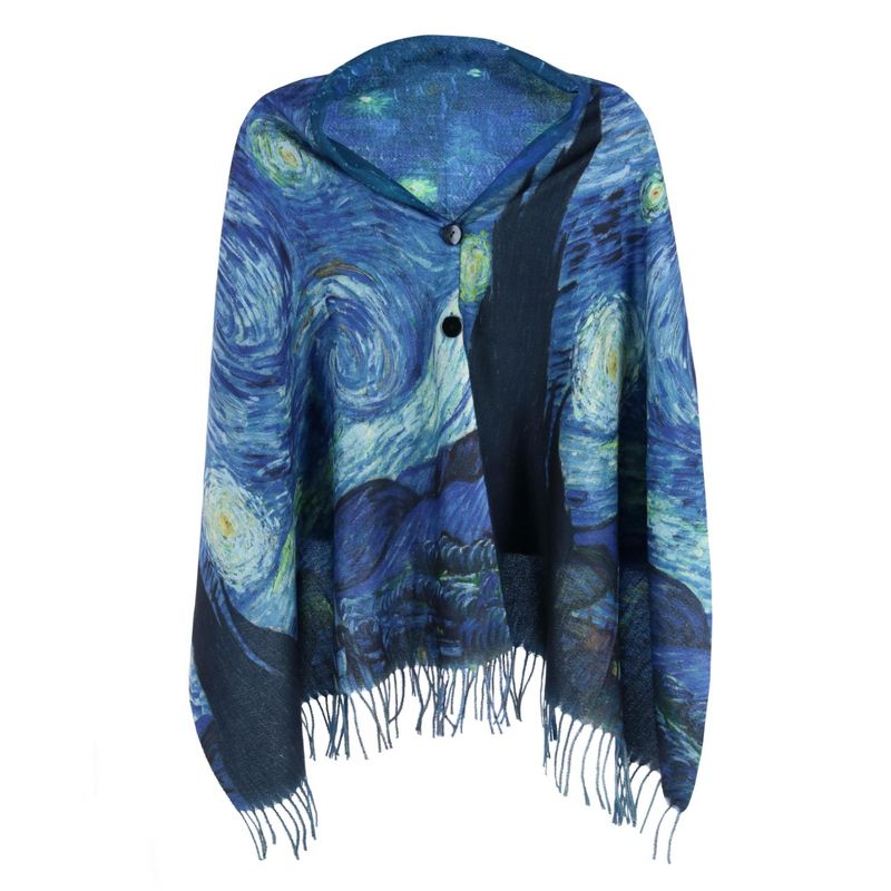The Magic Scarf Company Women's Reversible Sueded Van Gogh Print Button Shawl, 2 of 6