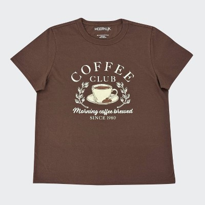 Women's Coffee Club Easy Short Sleeve Graphic T-Shirt - Brown