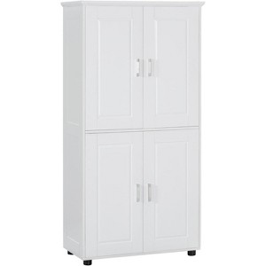 Tall and wide bathroom floor storage cabinet, freestanding unit with 4 doors, adjustable shelves, bathroom storage cabinet white - 1 of 4