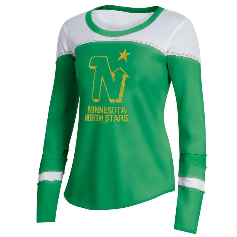 NHL Minnesota North Stars Women&#39;s Vintage Long Sleeve Polo T-Shirt, 1 of 3