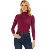 INSPIRE CHIC Women's Mock Neck Long Sleeve Knitted Ruched Top Shirts - 2 of 4