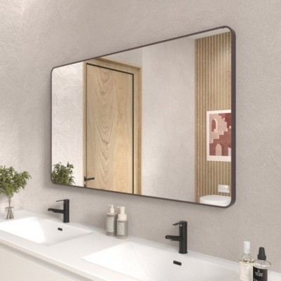 60x36-in Matte Black Framed Bathroom Mirror, Anti-Rust, Tempered Glass, Horizontal/Vertical