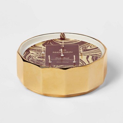 28oz Ceramic 6-wick Red Mandarin Candle Gold