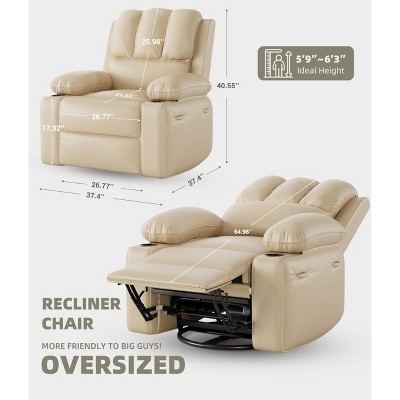 Oversized Electric Recliner Chair-Massage & Heat, 360¡ã Swivel, Remote Control & Cup Holder - Perfect for Living Room, Bedroom, and Nursery