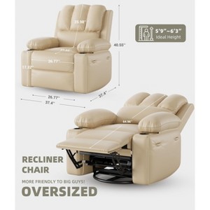 Oversized Electric Recliner Chair-Massage & Heat, 360¡ã Swivel, Remote Control & Cup Holder - Perfect for Living Room, Bedroom, and Nursery - 1 of 4