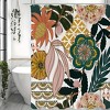 Boho Floral Shower Curtain, Tropical Leaves Fabric Cloth Shower Curtains,Colorful Flower Shower Curtain - 4 of 4