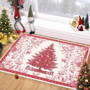 Christmas Tree Washable Area Rug, Soft Non-Slip Nursery & Bedroom Mat, Stain Resistant Holiday Carpet for Living Room & Office - 1 of 4