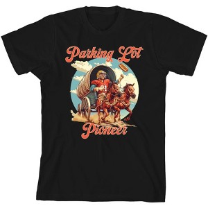 "Parking Lot Pioneer" Old West Wagon Football Cowboy Youth Short Sleeve Tee - 1 of 2