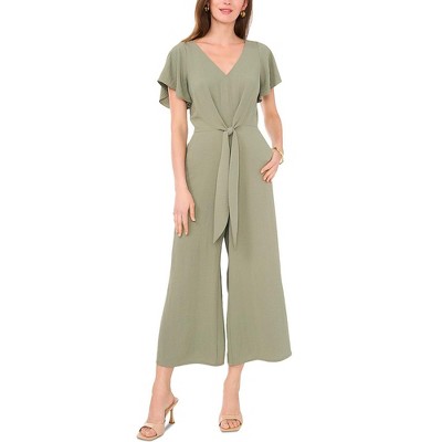 Vince Camuto Womens Belted Flutter Sleeve Jumpsuit