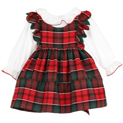 Girl Plaid Pinafore Infant Jumper And Blouse - Sophie & Lucas
