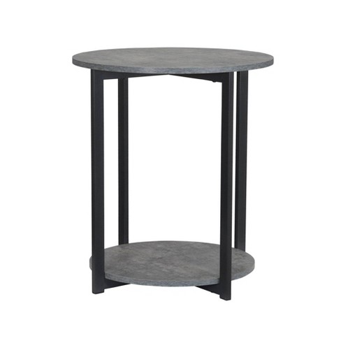 Household Essentials Jamestown Round End Table Slate Gray: Modern Iron ...
