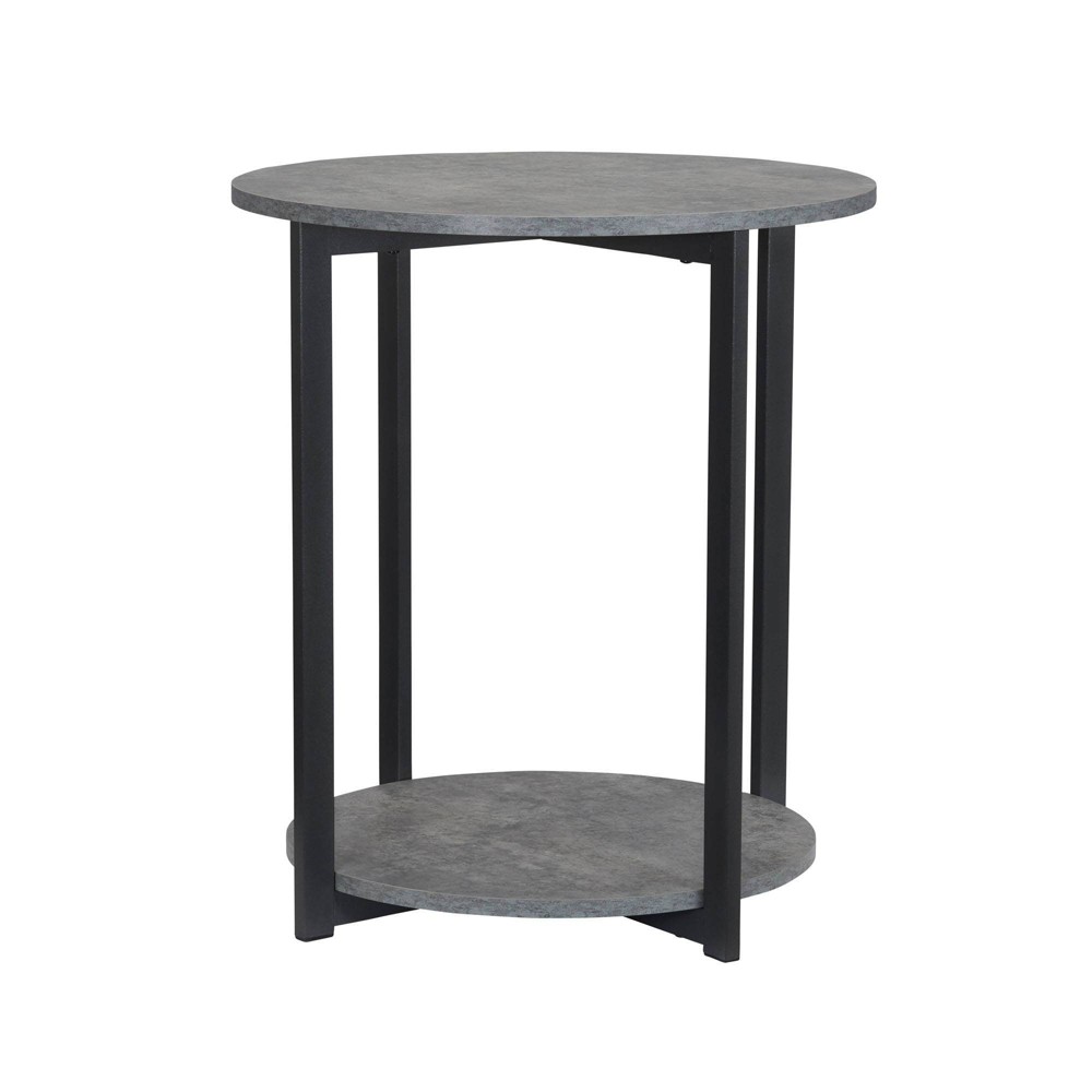 Photos - Dining Table Household Essentials Jamestown Round End Table Slate Gray
