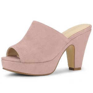 Allegra K Women's Open Toe Platform Chunky Heel Slides Sandals - 1 of 4