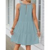 Women's Halter Neck Mini Dress Casual Sleeveless Hollow Out A-Line Summer Dress Green S - 2 of 3