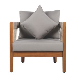 Maliang Acacia Wood Outdoor Chair with Handwoven Rope Accents & Curved Backrest, Boho Patio Chair with Cushions for Porch, Garden - 1 of 4