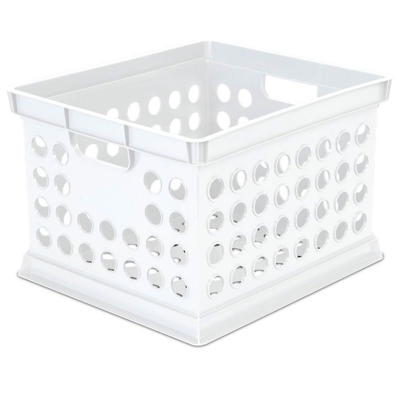 Sterilite Stackable Plastic Storage Crate Bin Organizer File Box with Handles for Home, Office, Dorm, Garage, or Utility Organization, White, 2 of 7