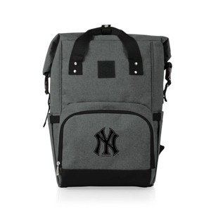MLB New York Yankees On The Go Roll-Top Cooler Backpack - Heathered Gray - 1 of 4
