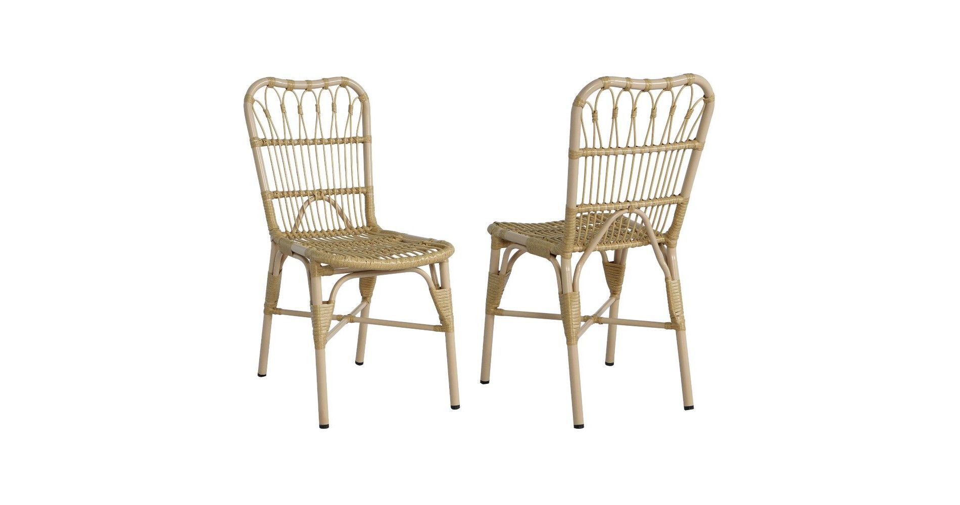 TUYOHW PE Wicker Patio Dining Chairs Set of 2,400lb Capacity Outdoor Rattan Chairs for Backyard Poolside,No Assembly,Natural