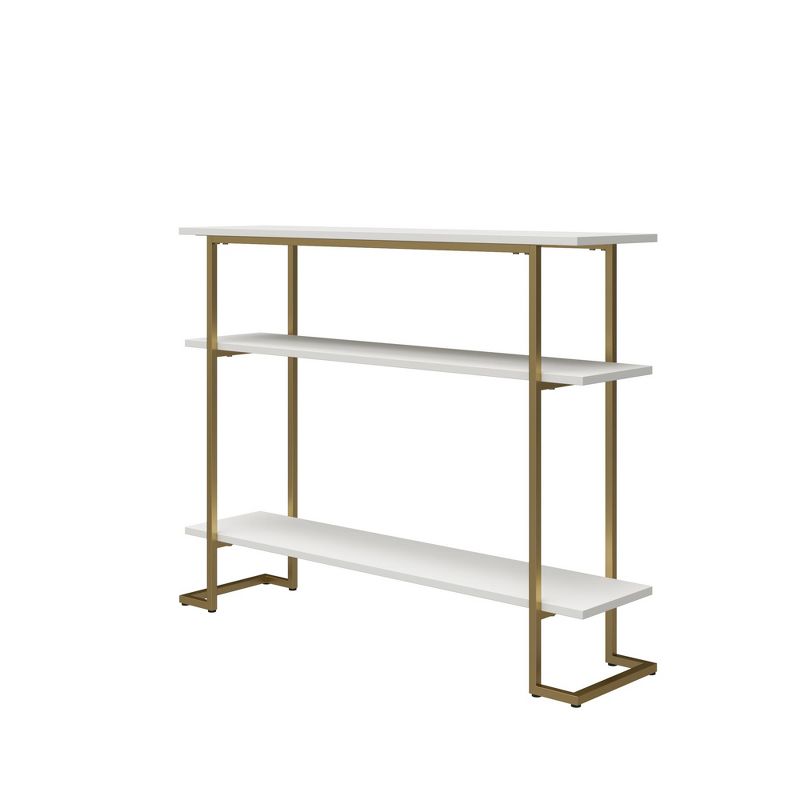 RealRooms Olten Console Sofa Table with 3 Open Shelves and Gold Metal Frame, 1 of 5