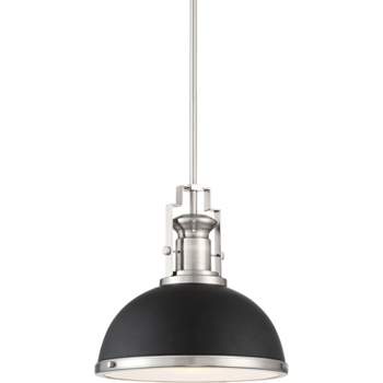 Possini Euro Design Black Brushed Nickel Dome Mini Pendant Light 13" Wide Modern Fixture for Kitchen Island Dining Room
