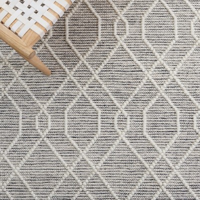 Handwoven Black and Ivory Wool 6' Square Area Rug