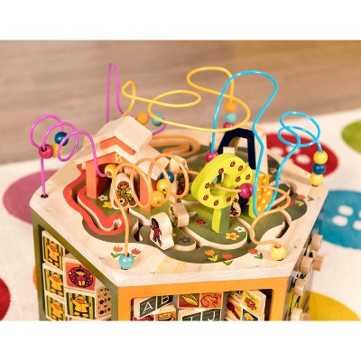 Multicolor Wooden Activity Cube with Educational Features