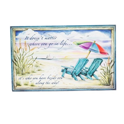 Beachcombers 12" x 19" Coastal "It Doesn't Matter Where You Go in Life" Beach Chair Umbrella Decorative Wall Hanging Plaque Sign