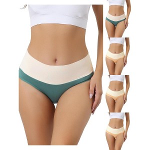 Allegra K Women's High Waist Cotton Comfortable Stretch Soft Tummy Control Briefs Multicolored - 1 of 4